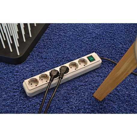 Extension socket Eco-Line 3-Aljzat 5.00 m Fehér - Védőérintkező TYPE F