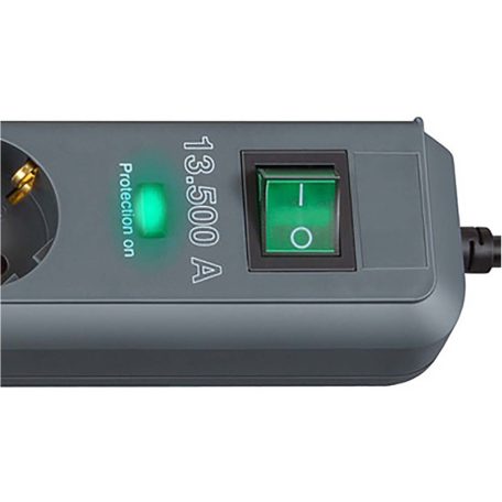 Eco-Line 6 utas elosztó túlfeszültség védelemmel 5,00 m H05VV-F 3G1.5 Antracit TYPE F