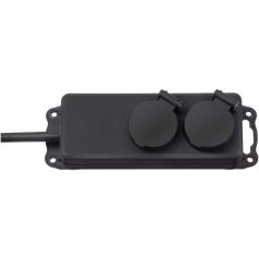   Aljzatelosztó IP44 2-szeres (aljzatcsík építkezéseken és állandó kültéri használatra, 2 m kábel) fekete TYPE F