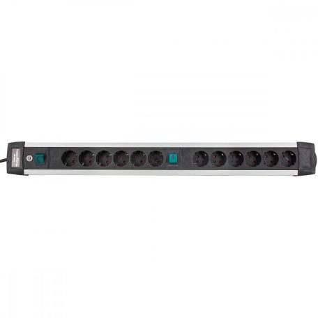 Extension socket Premium-Alu-Line 12-Aljzat 3.00 m Aluminium/Fekete - Védőérintkező TYPE F