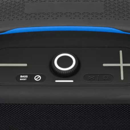 SAL BT9000 hordozható boombox, vezeték nélküli hangszóró, 100 W, IPX5, BT TWS, AUX, USB/microSD, Soft Touch gombok, ~10 h üzemidő, USB-C töltőkábel