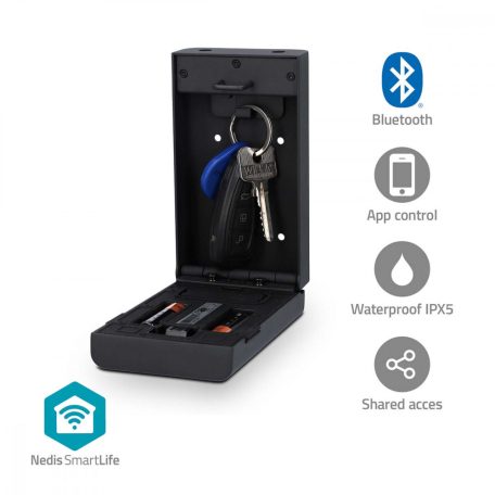 SmartLife kulcstartó doboz | Kulcsszéf | Bluetooth® | Kültéri | Billentyűzár | IPX5 | Fekete