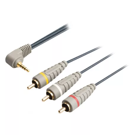 Kompozit Videó Kábel 3.5 mm-es Dugasz - 3x RCA Dugó 2.00 m Kék