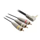 Kompozit Videó Kábel 3.5 mm-es Dugasz - 3x RCA Dugó 2.00 m Kék