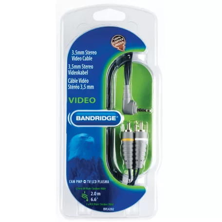 Kompozit Videó Kábel 3.5 mm-es Dugasz - 3x RCA Dugó 2.00 m Kék