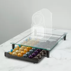   Fém kávékapszula tartó - 60 db Nespresso kapszulához - 410 x 260 x 60 mm - matt fekete