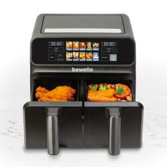   Olaj nélküli fritőz - XXL - 230V - 2200W - dupla kosár, színes érintőkijelző - 4+4 L