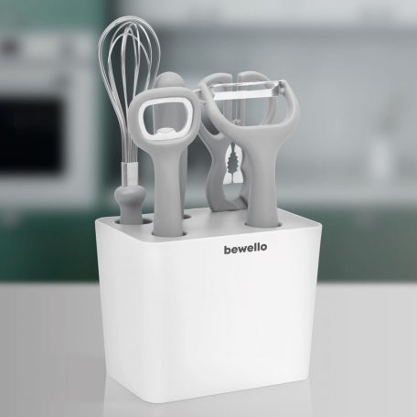 Konyhai eszköz szett tartóval - 5+1 részes - műanyag