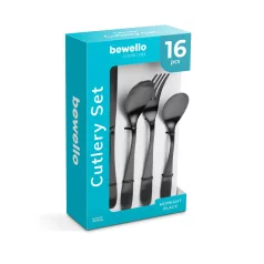 Evőeszköz készlet - matt fekete - 16 részes