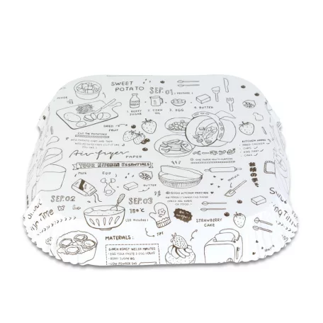 Air fryer sütőpapír - olaj nélküli sütőhöz - mintás, négyzet - 20 cm - 50 db / csomag