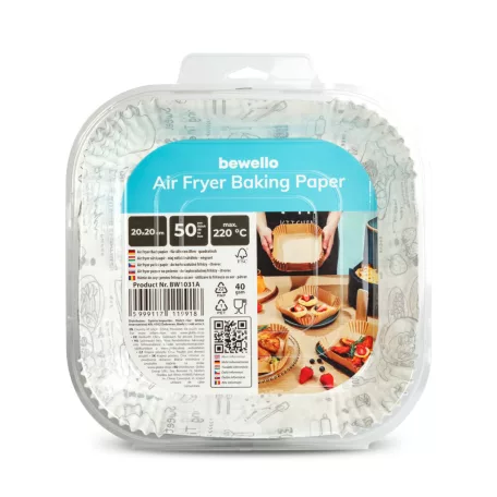 Air fryer sütőpapír - olaj nélküli sütőhöz - mintás, négyzet - 20 cm - 50 db / csomag