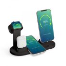 Vezeték nélküli töltőállomás - Mobiltelefonokhoz, órákhoz, fülhallgatókhoz - fekete