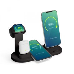   Vezeték nélküli töltőállomás - Mobiltelefonokhoz, órákhoz, fülhallgatókhoz - fekete