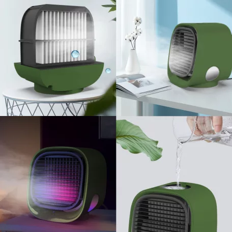 Hordozható mini léghűtő ventilátor - USB - zöld