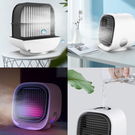 Hordozható mini léghűtő ventilátor - USB - fehér