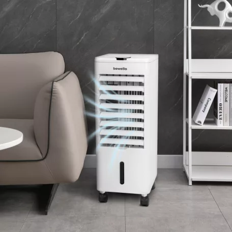 BEWELLO mobil klíma Mobil léghűtő ventilátor és párásító - 220-240V, 3.8 L jégakkus hidegvizes léghűtő