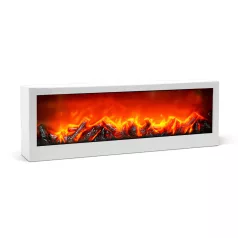   Kandalló LED-es lánghatással - fehér - elemes / USB-s - 60 x 10 x 20 cm