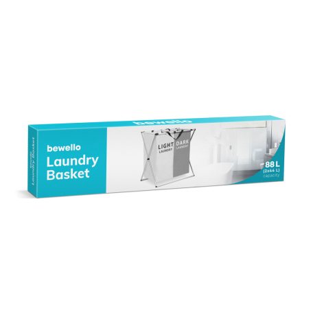 Szennyestartó kosár - szövetből, összecsukható fém vázzal - 57,5 x 36,5 x 58 cm