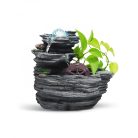 Csobogó - hidegfehér LED-del, üveggolyóval és dísznövénnyel - 28 x 17 x 25 cm - 230 V