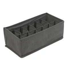 Szövet tárolódoboz - 32 x 16 x 11 cm - 12 zseb - szürke