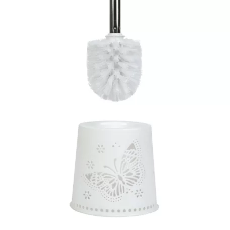 WC kefe + tartó - pillangós - 49 x 13 x 13 cm - fehér