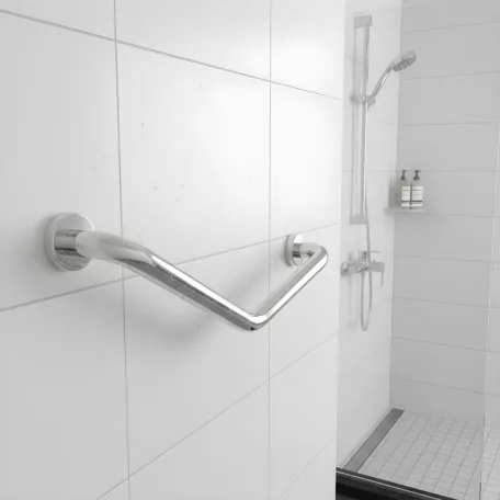 Fürdőszobai kapaszkodó - 45°-ban hajlított - rozsdamentes acél - krómozott - 25 + 25 cm