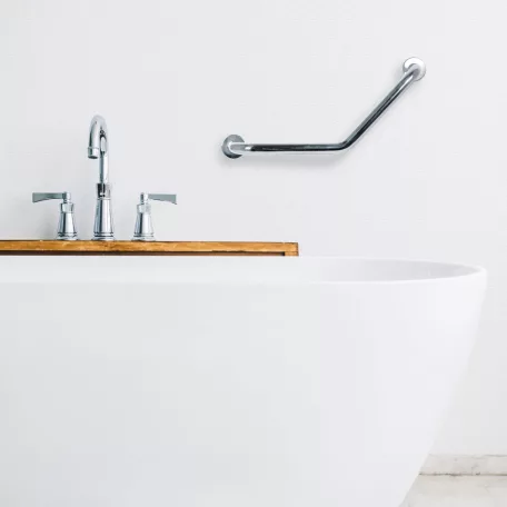 Fürdőszobai kapaszkodó - 45°-ban hajlított - rozsdamentes acél - krómozott - 25 + 25 cm