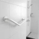 Fürdőszobai kapaszkodó - 45°-ban hajlított - rozsdamentes acél - fehér - 25 + 25 cm