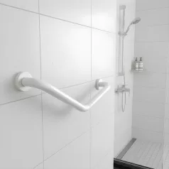   Fürdőszobai kapaszkodó - 45°-ban hajlított - rozsdamentes acél - fehér - 25 + 25 cm