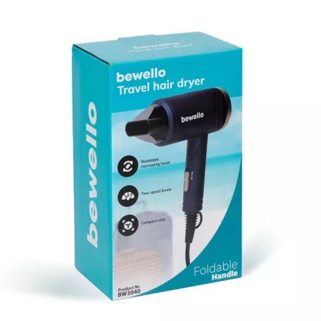 Utazó hajszárító - 2 sebességes - 220-240V AC - max 1300 W