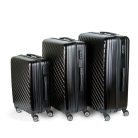 3 részes merevfalú bőrönd szett - fekete - 2x nagy, 1x kicsi (76+72+55cm) ABS++