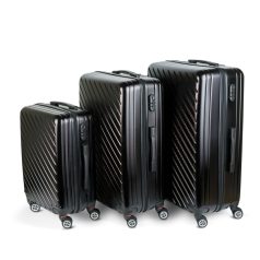   3 részes merevfalú bőrönd szett - fekete - 2x nagy, 1x kicsi (76+72+55cm) ABS++