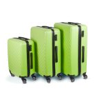 3 részes merevfalú bőrönd szett - zöld - 2x nagy, 1x kicsi (76+72+55cm) ABS++