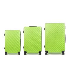  3 részes merevfalú bőrönd szett - zöld - 2x nagy, 1x kicsi (76+72+55cm) ABS++