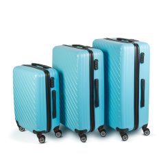   3 részes merevfalú bőrönd szett - kék - 2x nagy, 1x kicsi (76+72+55cm) ABS++