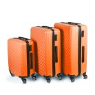 3 részes merevfalú bőrönd szett - narancssárga - 2x nagy, 1x kicsi (76+72+55cm) ABS++