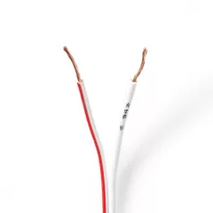   Hangszóró kábel | 2x 0.75 mm² | Réz | 15.0 m | Kerek | PVC | Fehér | Tekercsben