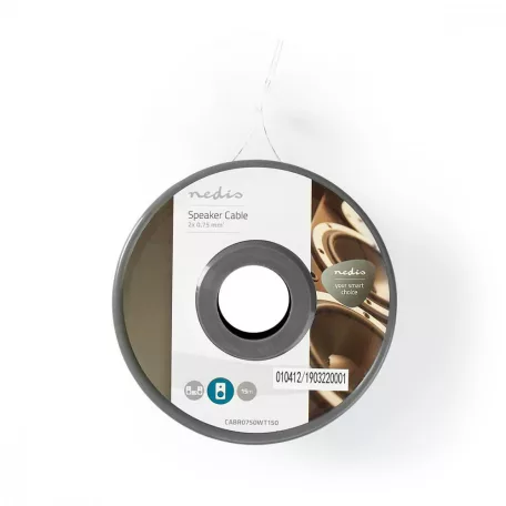 Hangszóró kábel | 2x 0.75 mm² | Réz | 15.0 m | Kerek | PVC | Fehér | Tekercsben