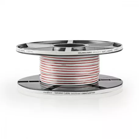 Hangszóró kábel | 2x 0.75 mm² | Réz | 50.0 m | Kerek | PVC | Fehér | Tekercsben