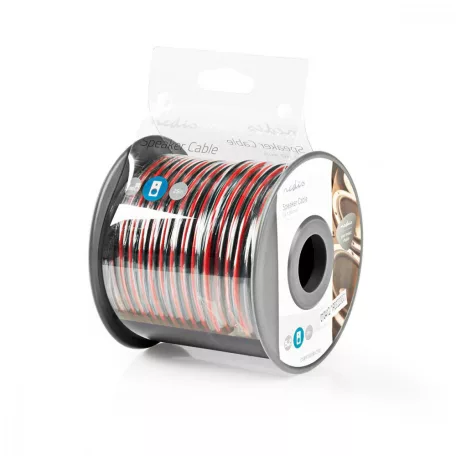Hangszóró kábel | 2x 1.50 mm² | Réz | 25.0 m | Kerek | PVC | Fekete / Piros | Tekercsben