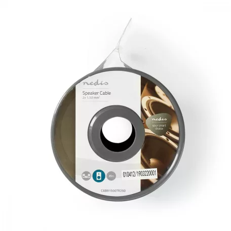 Hangszóró kábel | 2 x 1.50 mm² | Réz | 25.0 m | Kerek | PVC | Átlátszó | Tekercsben