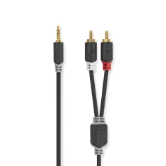   Sztereó audiokábel | 3.5 mm Dugasz | 2x RCA Dugasz | Aranyozott | 3.00 m | Kerek | Antracit | Doboz