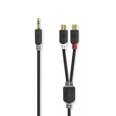   Sztereó audiokábel | 3.5 mm Dugasz | 2x RCA Aljzat | Aranyozott | 0.20 m | Kerek | Antracit | Doboz