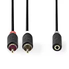 Sztereó audiokábel | 2x RCA Dugasz | 3.5 mm Aljzat | Aranyozott | 0.20 m | Kerek | Antracit | Doboz