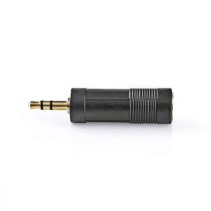   Sztereó audio adapter | 3.5 mm Dugasz | 6.35 mm Aljzat | Aranyozott | Egyenes | ABS | Antracit | 1 db | Ablakos Doboz