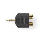 Sztereó audio adapter | 3.5 mm Dugasz | 2x RCA Aljzat | Aranyozott | Egyenes | ABS | Antracit | 1 db | Doboz