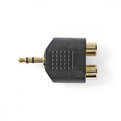   Sztereó audio adapter | 3.5 mm Dugasz | 2x RCA Aljzat | Aranyozott | Egyenes | ABS | Antracit | 1 db | Doboz