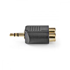   Sztereó audio adapter | 3.5 mm Dugasz | 2x RCA Aljzat | Aranyozott | Egyenes | ABS | Antracit | 1 db | Doboz