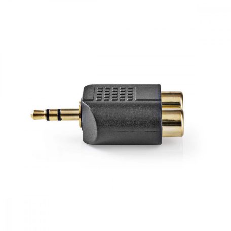 Sztereó audio adapter | 3.5 mm Dugasz | 2x RCA Aljzat | Aranyozott | Egyenes | ABS | Antracit | 1 db | Doboz