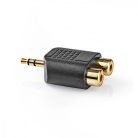 Sztereó audio adapter | 3.5 mm Dugasz | 2x RCA Aljzat | Aranyozott | Egyenes | ABS | Antracit | 1 db | Doboz